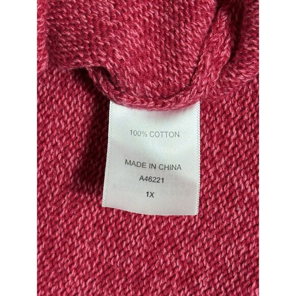 NWT Appleseeds Women’s Sweater Sz 1X Cable Knit Heavyweight Fisherman’s Red - Picture 4 of 8